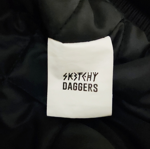 Sketchy Tank x Swallows & Daggers Varsity Jacket extremely Rare Exclusive Black - Picture 11 of 12